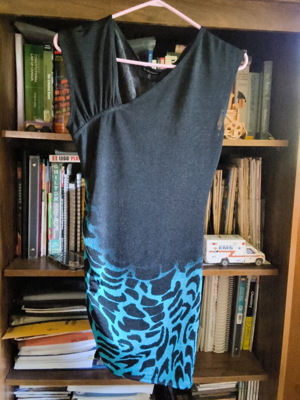 le chateau Black with Teal Animal Print Dress